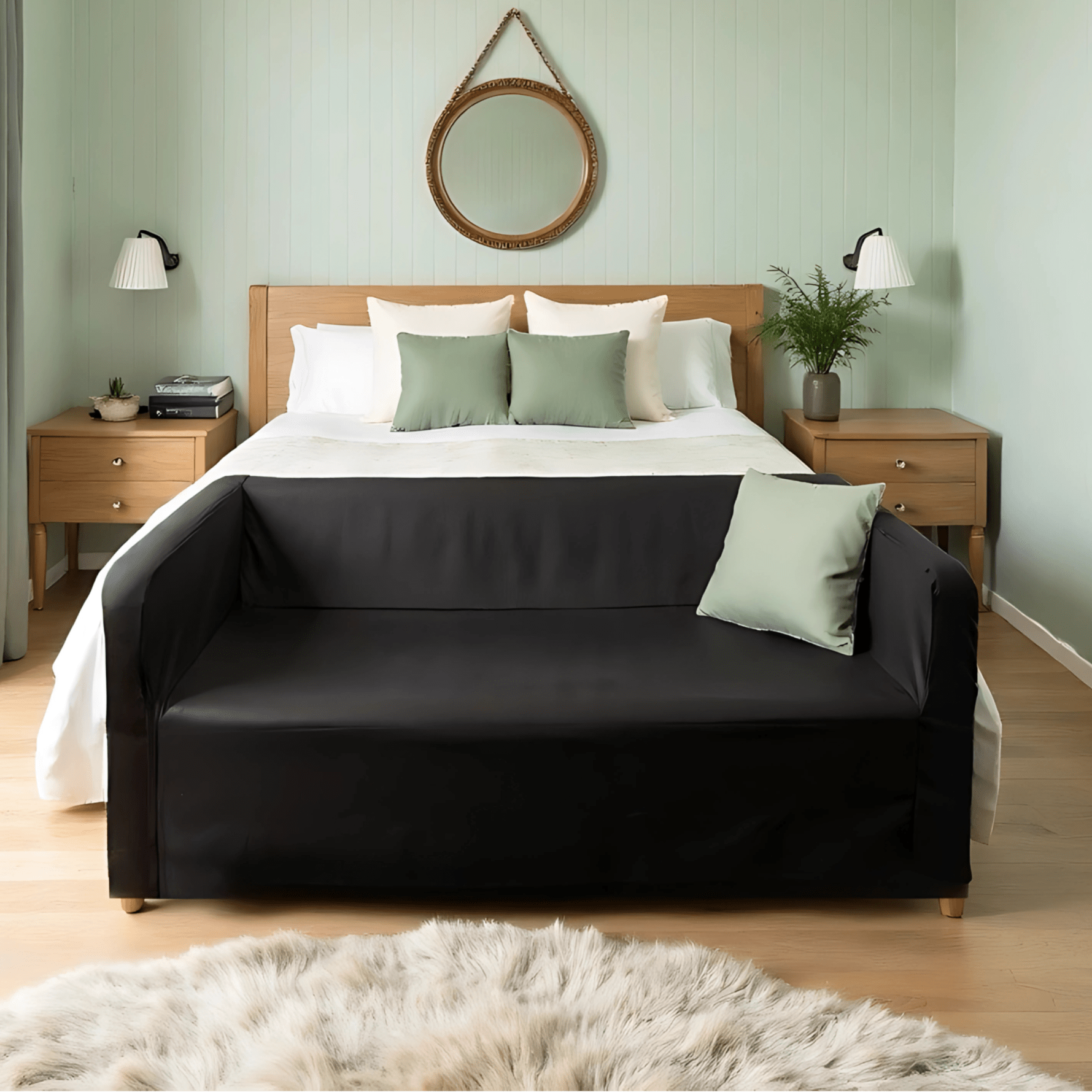 Rockin Cushions IKEA Knopparp Sofa Solid Black European Linen Slip Cover, Compatible with IKEA KNOPPARP